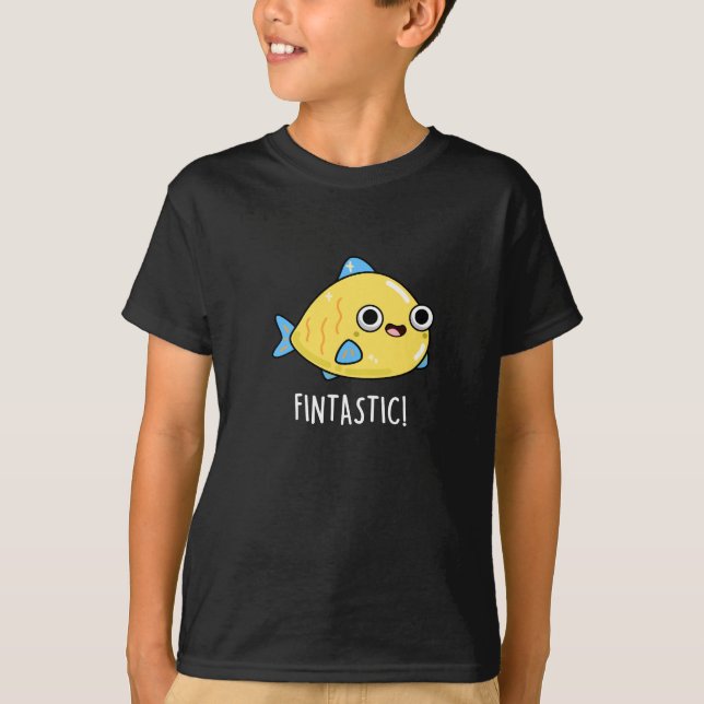 Camiseta Fintastic Funny Fish Pun Dark BG (Anverso)