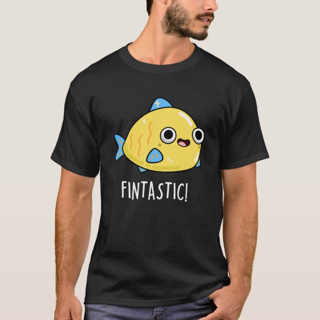 Camiseta Fintastic Funny Fish Pun Dark BG (Anverso)