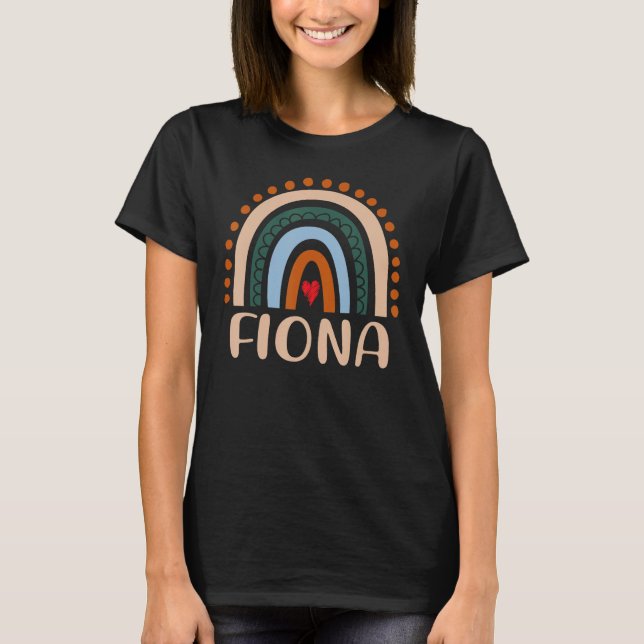 Camiseta Fiona Nombre mujer graciosa personalizada Arcoiris (Anverso)