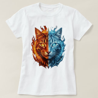 Camiseta Fire and Ice Cat – Split Elemental Cat Face |
