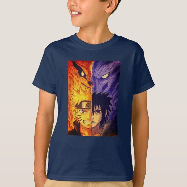 Camiseta Fire and Shadow – Original Anime-Inspired Design (Anverso)
