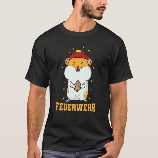 Camiseta Fire Department Hamster with Fire Helmet (Anverso)