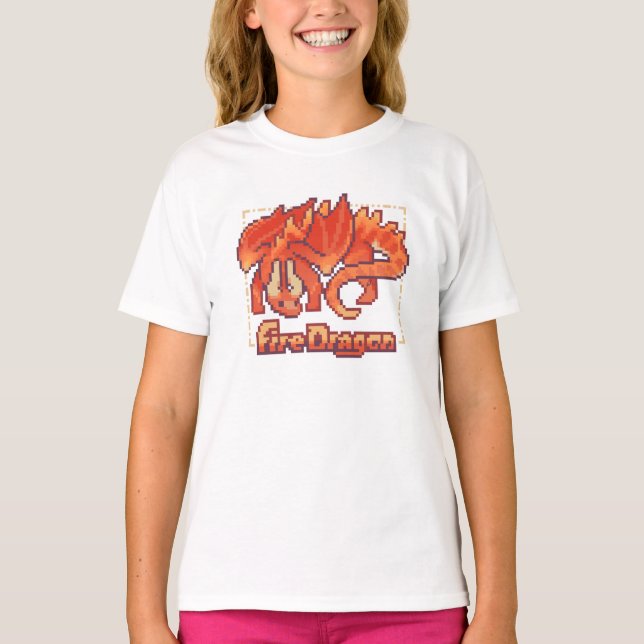 Camiseta Fire dragon, pixel art (Anverso)