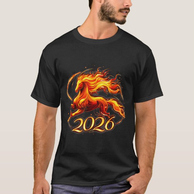 Camiseta Fire Horse Chinese Zodiac Symbol 2026 Lunar New Ye (Anverso)