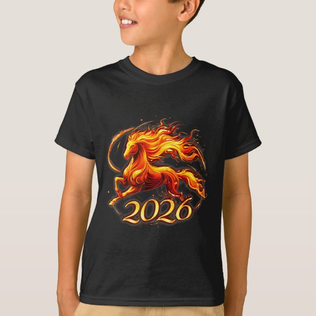 Camiseta Fire Horse Chinese Zodiac Symbol 2026 Lunar New Ye (Anverso)