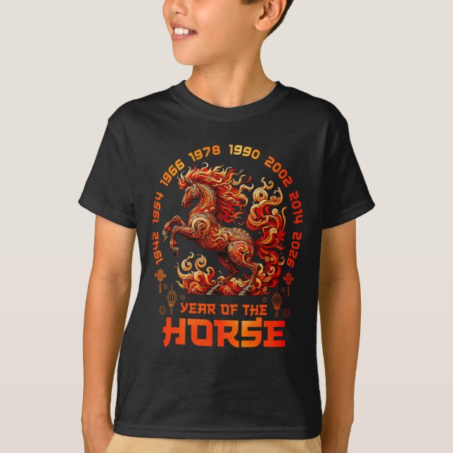 Camiseta Fire Horse Chinese Zodiac Symbol 2026 Lunar New Ye (Anverso)