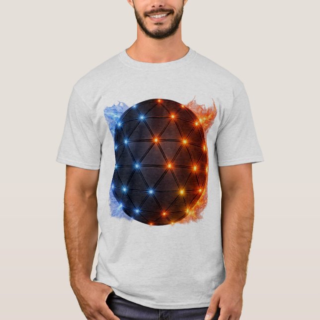 Camiseta Fire & Ice Energy Sphere – Geometric Light Grid El (Anverso)