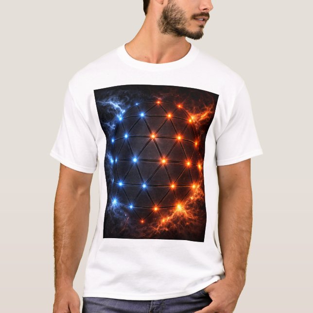 Camiseta Fire & Ice Energy Sphere – Geometric Light Grid El (Anverso)