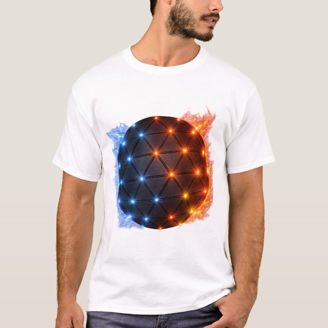 Camiseta Fire & Ice Energy Sphere – Geometric Light Grid El (Anverso)