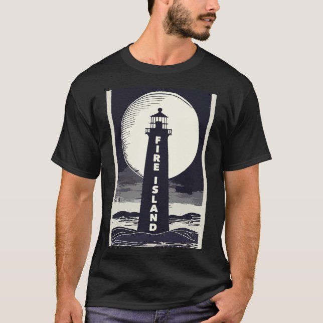Camiseta Fire Island Lighthouse New York Moon  (Anverso)