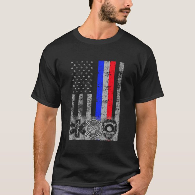 Camiseta Fire Police Emt First Responder Flag (Anverso)