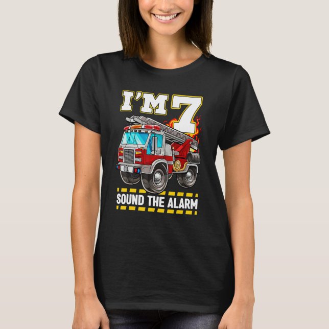 Camiseta Fire Truck 7th Birthday Boy Toddler Firefighter 7 (Anverso)