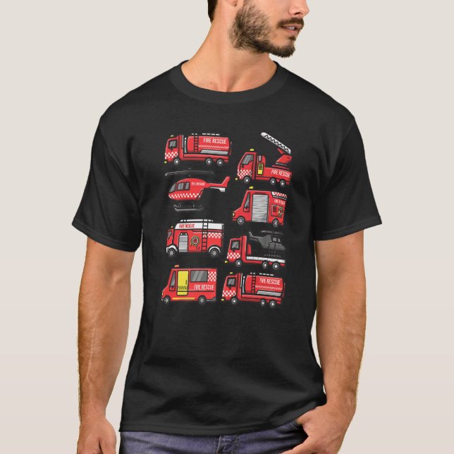 Camiseta Fire Truck Trucker trailer Ladder Toddler Kids Boy (Anverso)