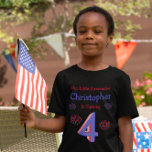 Camiseta Firecracker 4th Birthday T-Shirt<br><div class="desc">Our little firecracker is turning 4: Summer birthday</div>
