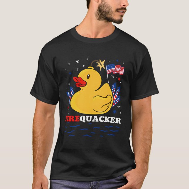 Camiseta Firecracker Duck 4 De Julio Día Patriótico Usa Fla (Anverso)