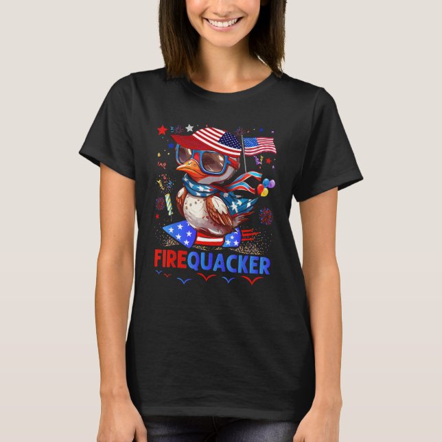 Camiseta Firecracker Duck 4th of July Patriotic Day Usa Fla (Anverso)