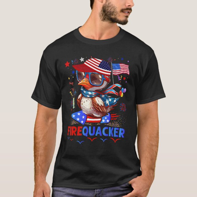 Camiseta Firecracker Duck 4th of July Patriotic Day Usa Fla (Anverso)