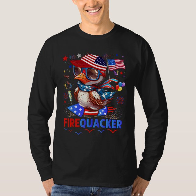 Camiseta Firecracker Duck 4th of July Patriotic Day Usa Fla (Anverso)