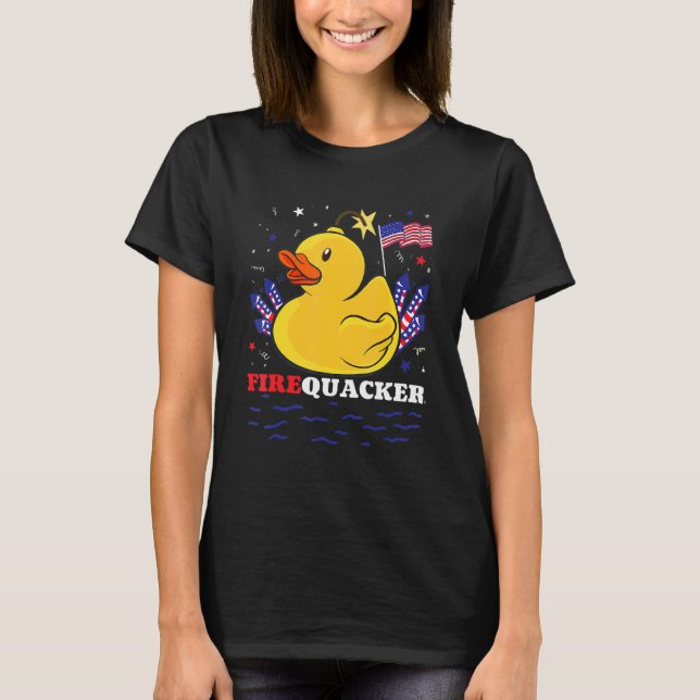 Camiseta Firecracker Rubber Duck 4 De Julio Firequacker Pa (Anverso)