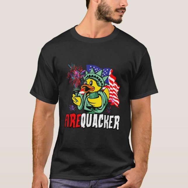 Camiseta Firecracker USA Flag Funny Firequacker Duck 4 Of (Anverso)