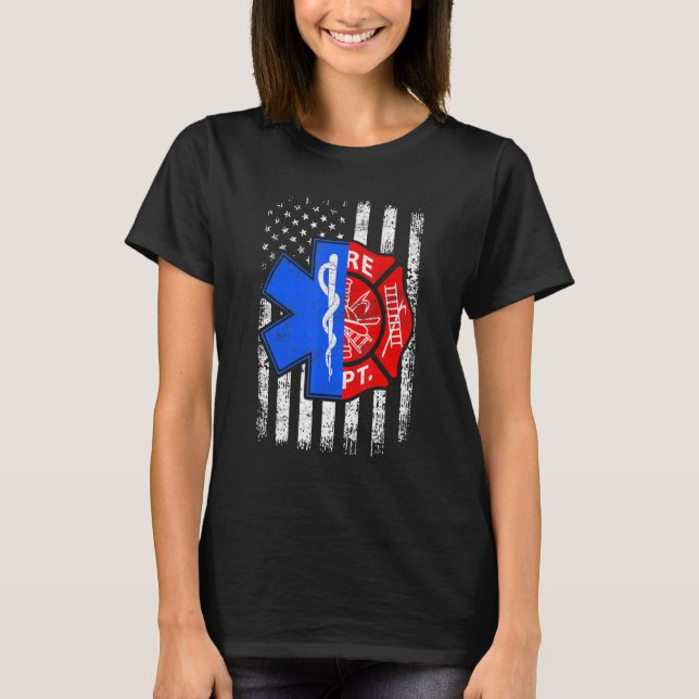 Camiseta Firefighter 4th of July USA Flag Firefighter Lover (Anverso)