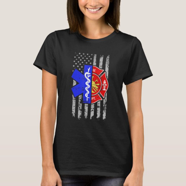 Camiseta Firefighter American Flag Patriotic US Fireman 4th (Anverso)