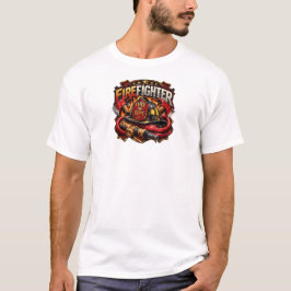 Camiseta Firefighter Badge Emblem Vintage Design