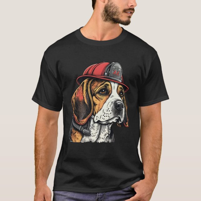 Camiseta FireFighter Beagle Dog For Beagle Dad Fire Fighter (Anverso)
