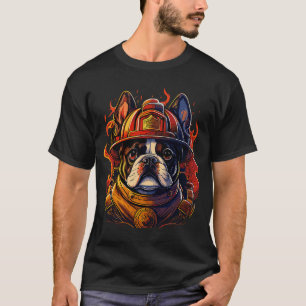 Camiseta Firefighter Bulldog Fireman Helmet Firefighter Dog