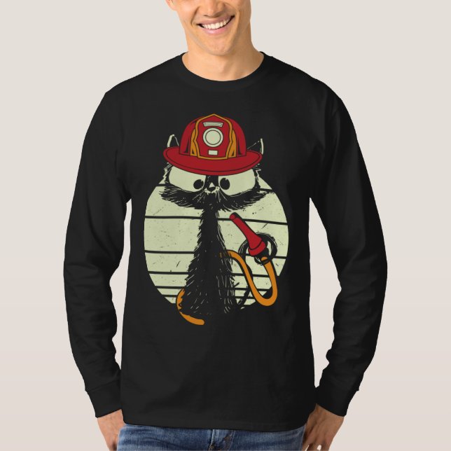 Camiseta Firefighter Cat In Firefighter Uniform Firefighter (Anverso)