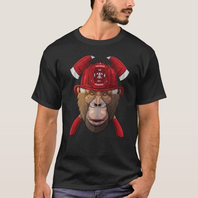 Camiseta Firefighter Chimpanzee Fireman Boys Kids Fire Resc (Anverso)