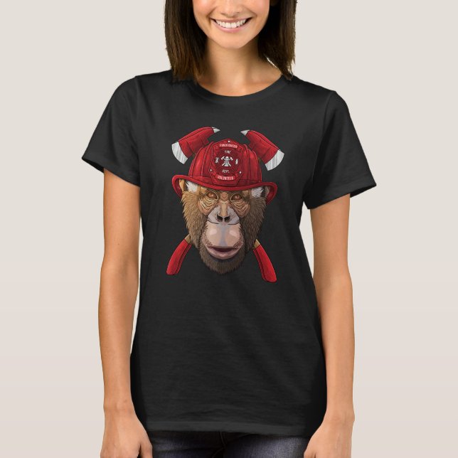 Camiseta Firefighter Chimpanzee Fireman Boys Kids Fire Resc (Anverso)