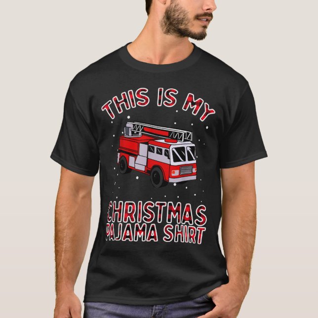 Camiseta Firefighter Christmas Pajama - Fire Truck Funny Fi (Anverso)