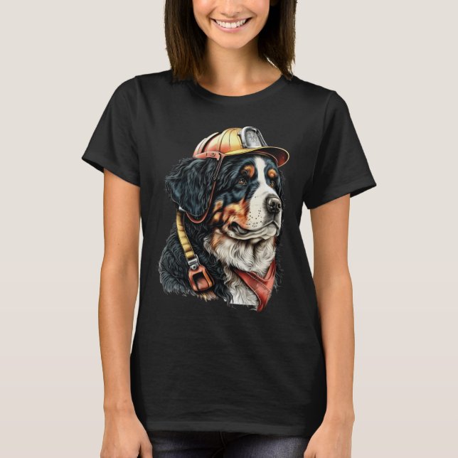 Camiseta FireFighter Dog For Bernese Mountain Dad Fire Figh (Anverso)