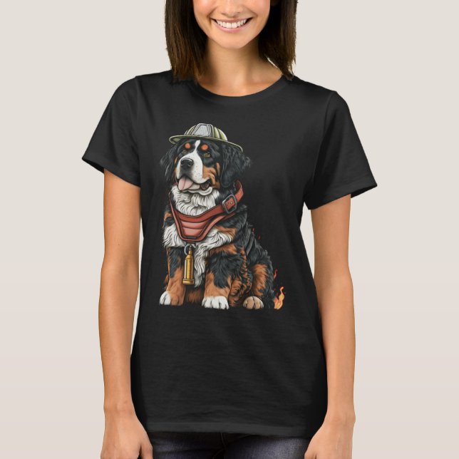 Camiseta FireFighter Dog For Bernese Mountain Dad Fire Figh (Anverso)