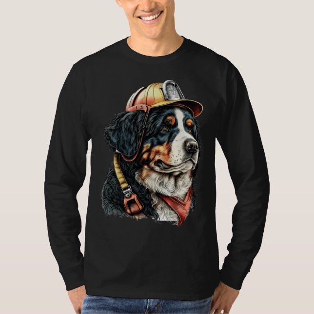 Camiseta FireFighter Dog For Bernese Mountain Dad Fire Figh (Anverso)