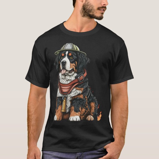 Camiseta FireFighter Dog For Bernese Mountain Dad Fire Figh (Anverso)