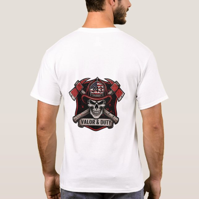 Camiseta Firefighter/Fire Department Skull Axes T-Shirt (Reverso)