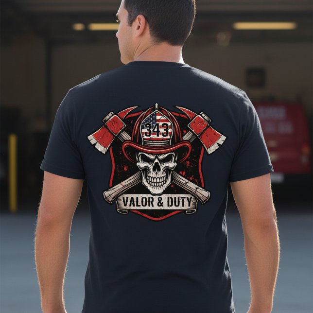 Camiseta Firefighter/Fire Department Skull Axes T-Shirt (Subido por el creador)