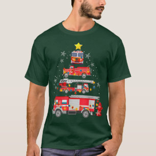 Camiseta Firefighter Fire Truck Christmas Tree Fireman Funn