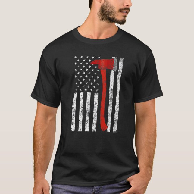 Camiseta Firefighter Fireman Firefighting Patriotic America (Anverso)