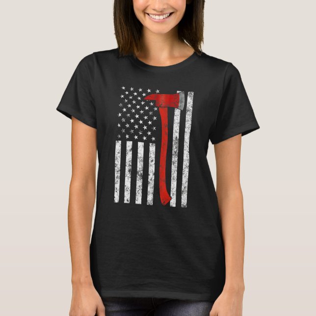 Camiseta Firefighter Fireman Firefighting Patriotic America (Anverso)