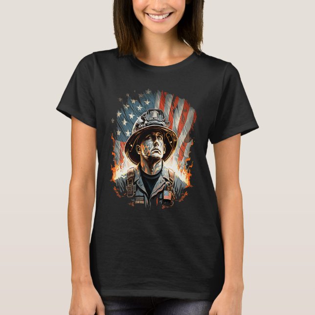 Camiseta Firefighter Fourth Of July Fireman Flag Grunt Patr (Anverso)