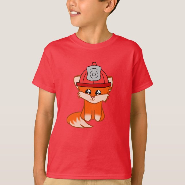 Camiseta Firefighter Fox With A Firefighter Hat T-Shirt (Anverso)