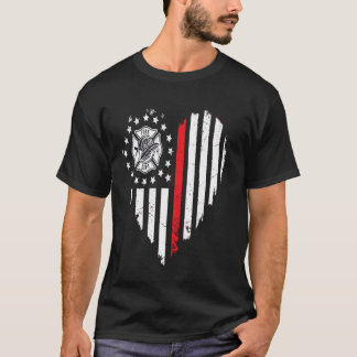 Camiseta Firefighter Heart Thin Red Line American Flag Fire