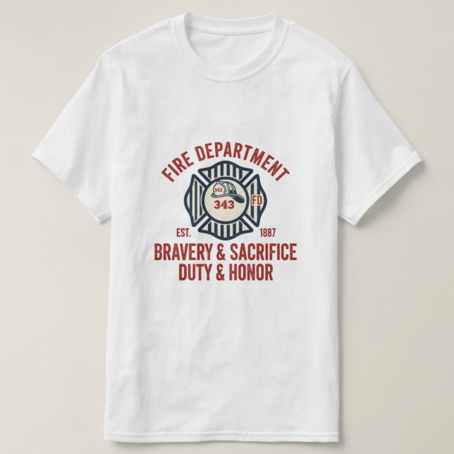 Camiseta Firefighter Hero Pride T-Shirt with Maltese Cross (Diseño del anverso)