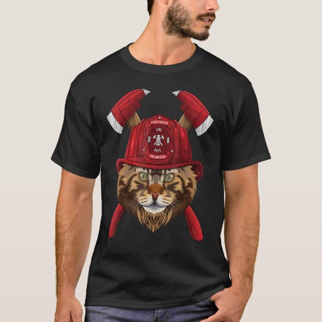 Camiseta Firefighter Maine Coon Fireman Boys Kids Fire Resc (Anverso)