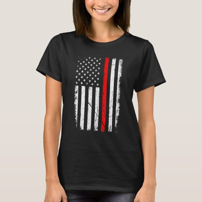 Camiseta Firefighter Patriotic American US Flag Fireman Fir (Anverso)