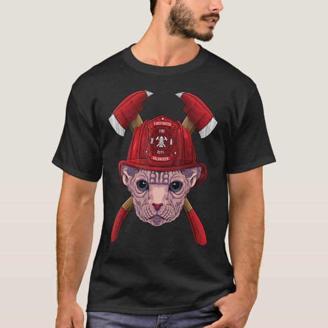 Camiseta Firefighter Sphynx Fireman Boys Kids Fire Rescue C (Anverso)