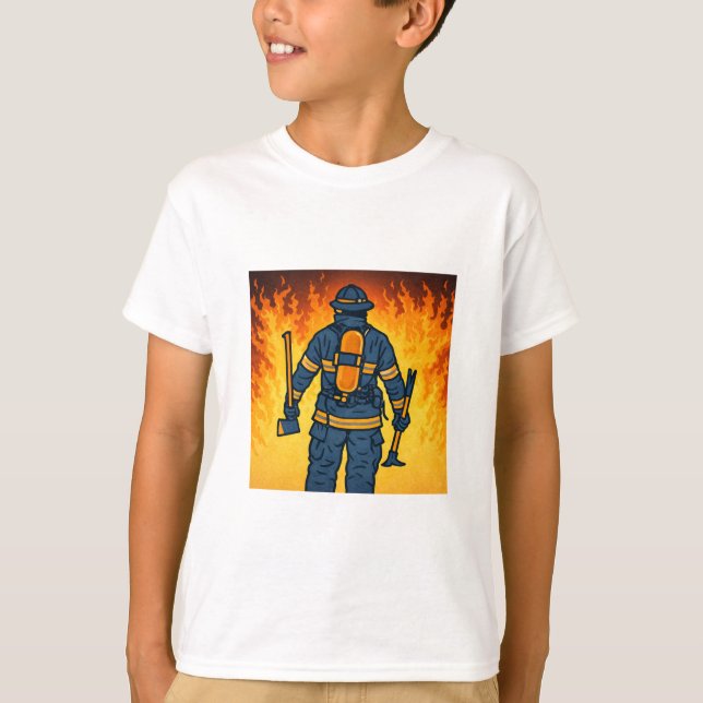 Camiseta Firefighter Standing Against the Flames (Anverso)